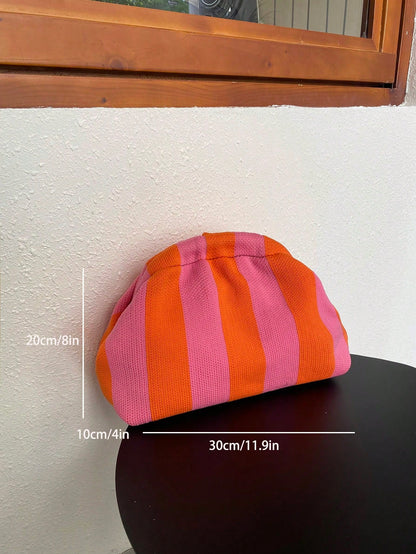 Retro Vintage Striped Clutch Bag, Classic Holiday Style