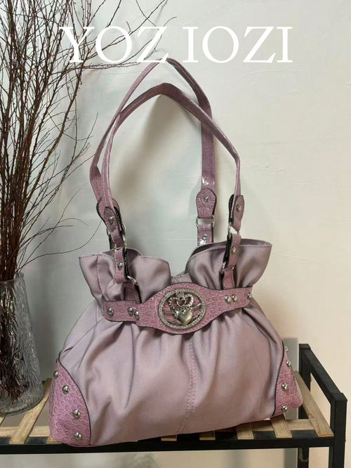 Retro Y2K Baddie Commute Casual Tote Bag, Large Capacity Shoulder Handbag For Daily Outing And Shopping