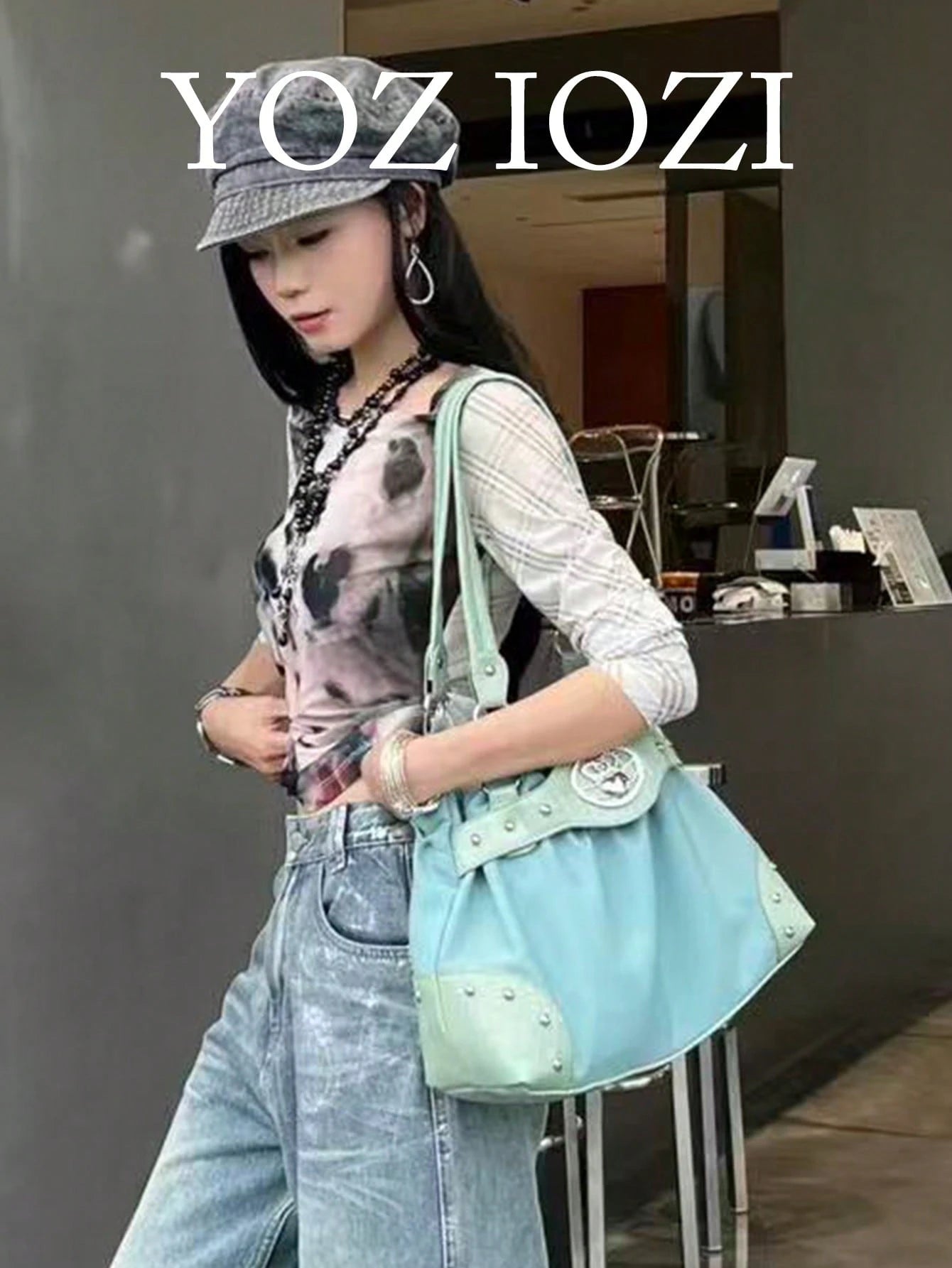 Retro Y2K Baddie Commute Casual Tote Bag, Large Capacity Shoulder Handbag For Daily Outing And Shopping