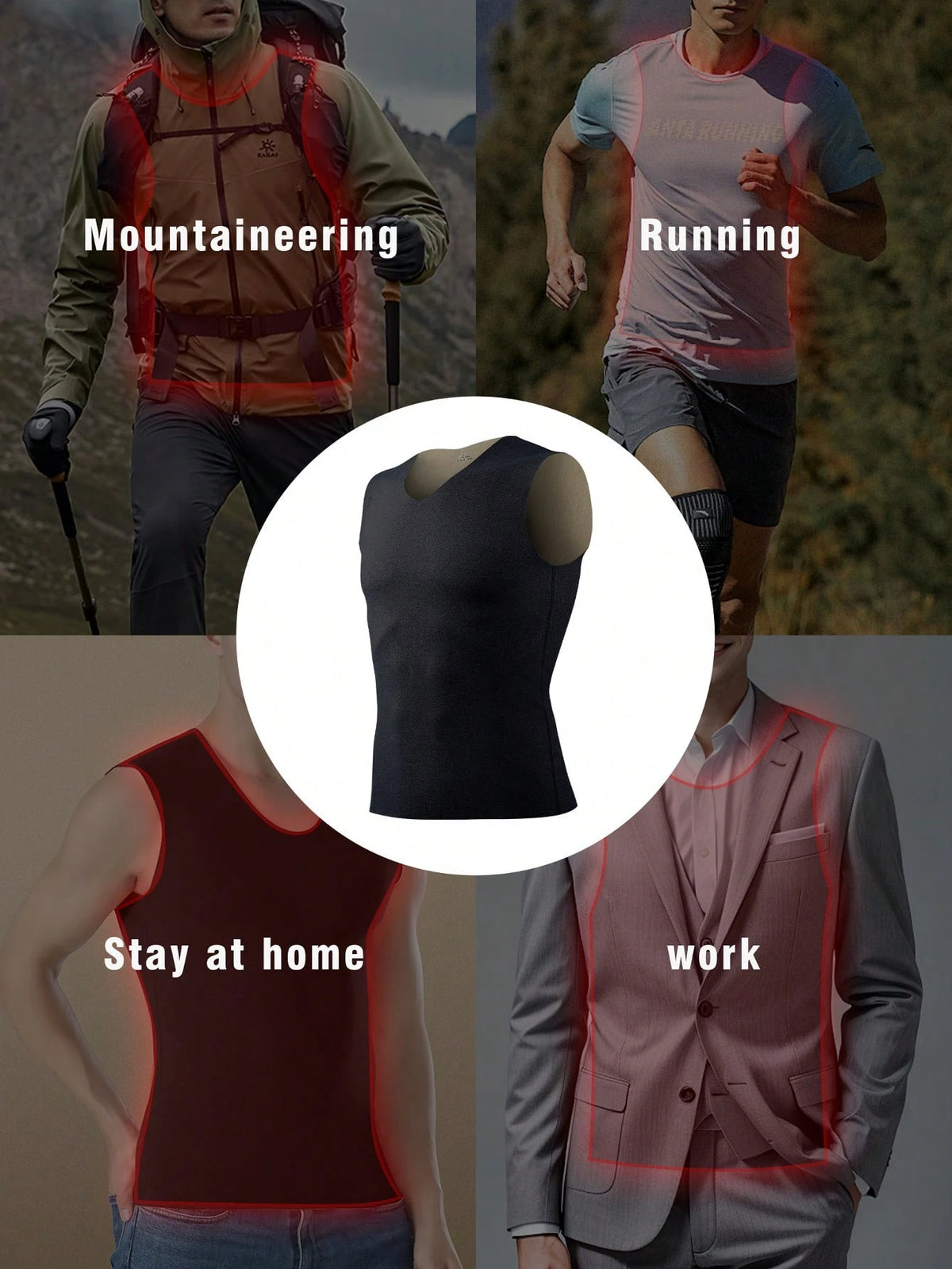 Reversible Seamless Vest, Contoured Fit, Thermal Lined, Thermal Underwear