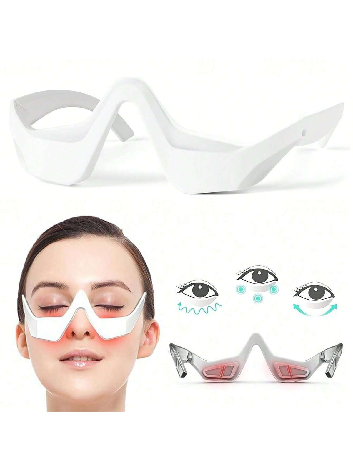 Revitaleyes Under-Eye Red Light Therapy Massage Glasses, Microcurrent Eye And Face LED Red Light Beauty Device, Advanced Under-Eye Revitalizing Therapy Eye Massager For Removing Eye Wrinkles, Relievin