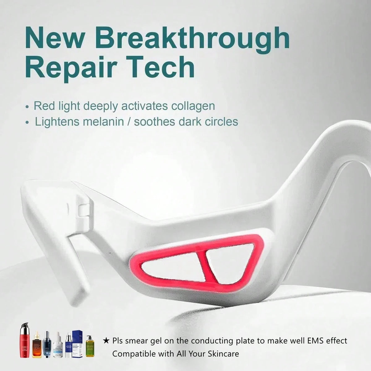 Revitaleyes Under-Eye Red Light Therapy Massage Glasses, Microcurrent Eye And Face LED Red Light Beauty Device, Advanced Under-Eye Revitalizing Therapy Eye Massager For Removing Eye Wrinkles, Relievin