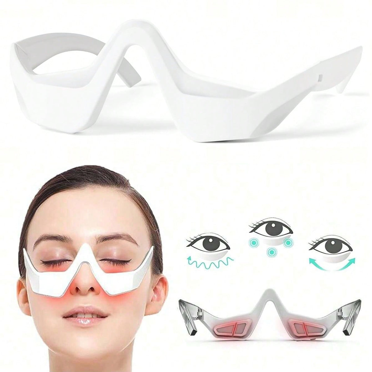 Revitaleyes Under-Eye Red Light Therapy Massage Glasses, Microcurrent Eye And Face LED Red Light Beauty Device, Advanced Under-Eye Revitalizing Therapy Eye Massager For Removing Eye Wrinkles, Relievin