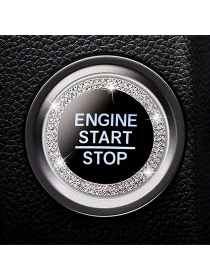 Rhinestone Decor Car One-button Start Sticker