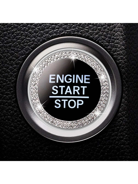 Rhinestone Decor Car One-button Start Sticker