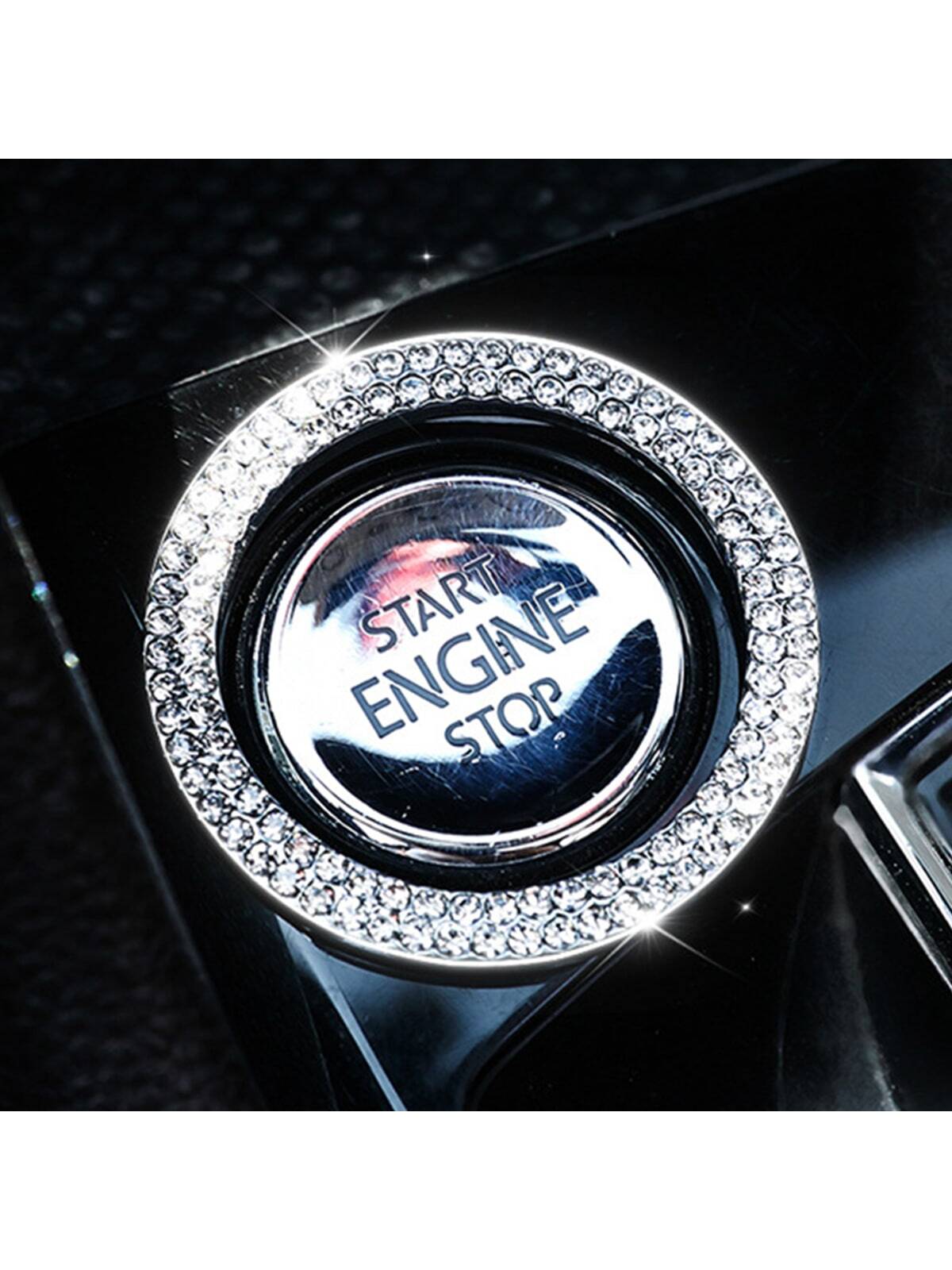 Rhinestone Decor Car One-button Start Sticker