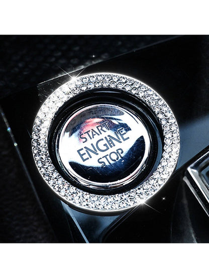 Rhinestone Decor Car One-button Start Sticker