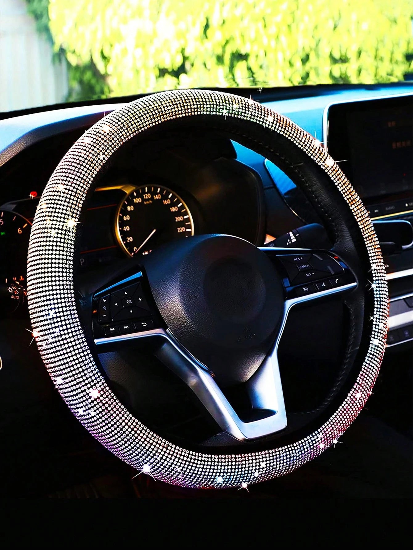 Rhinestone Decor Car Steering Wheel Cover,Car Women Accessories