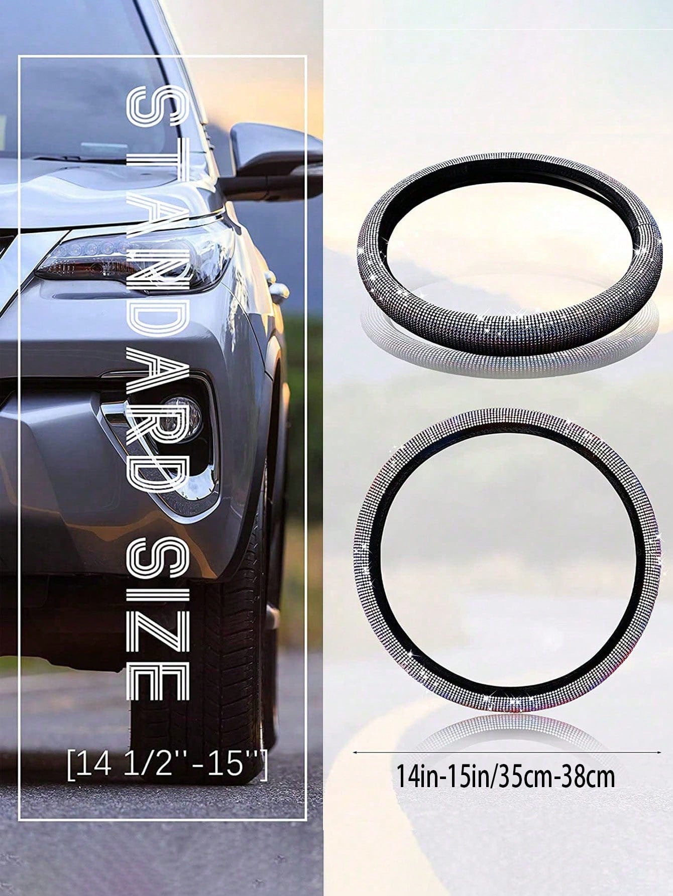 Rhinestone Decor Car Steering Wheel Cover,Car Women Accessories