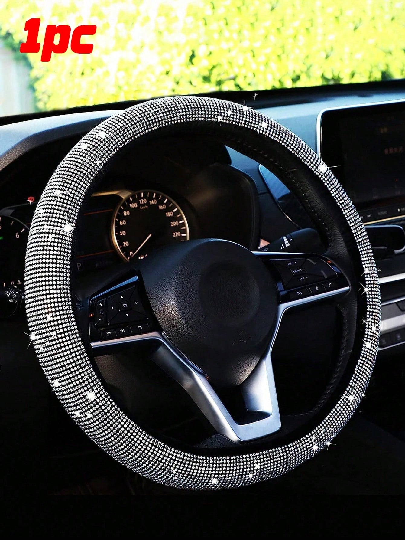Rhinestone Decor Car Steering Wheel Cover,Car Women Accessories