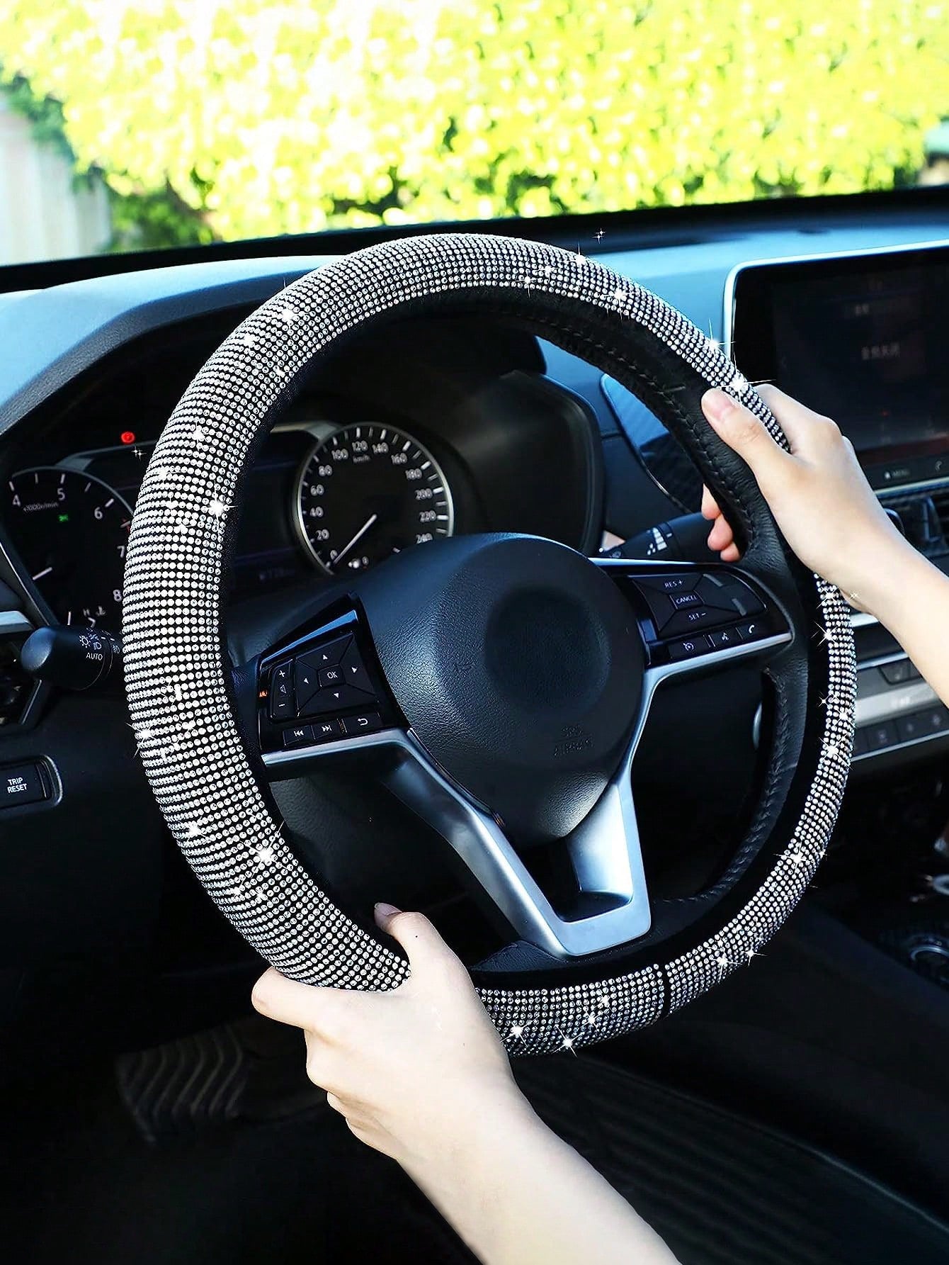 Rhinestone Decor Car Steering Wheel Cover,Car Women Accessories