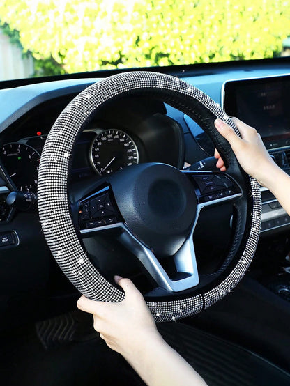 Rhinestone Decor Car Steering Wheel Cover,Car Women Accessories