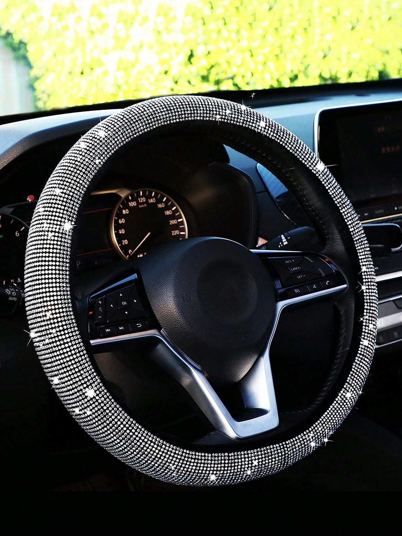 Rhinestone Decor Car Steering Wheel Cover,Car Women Accessories