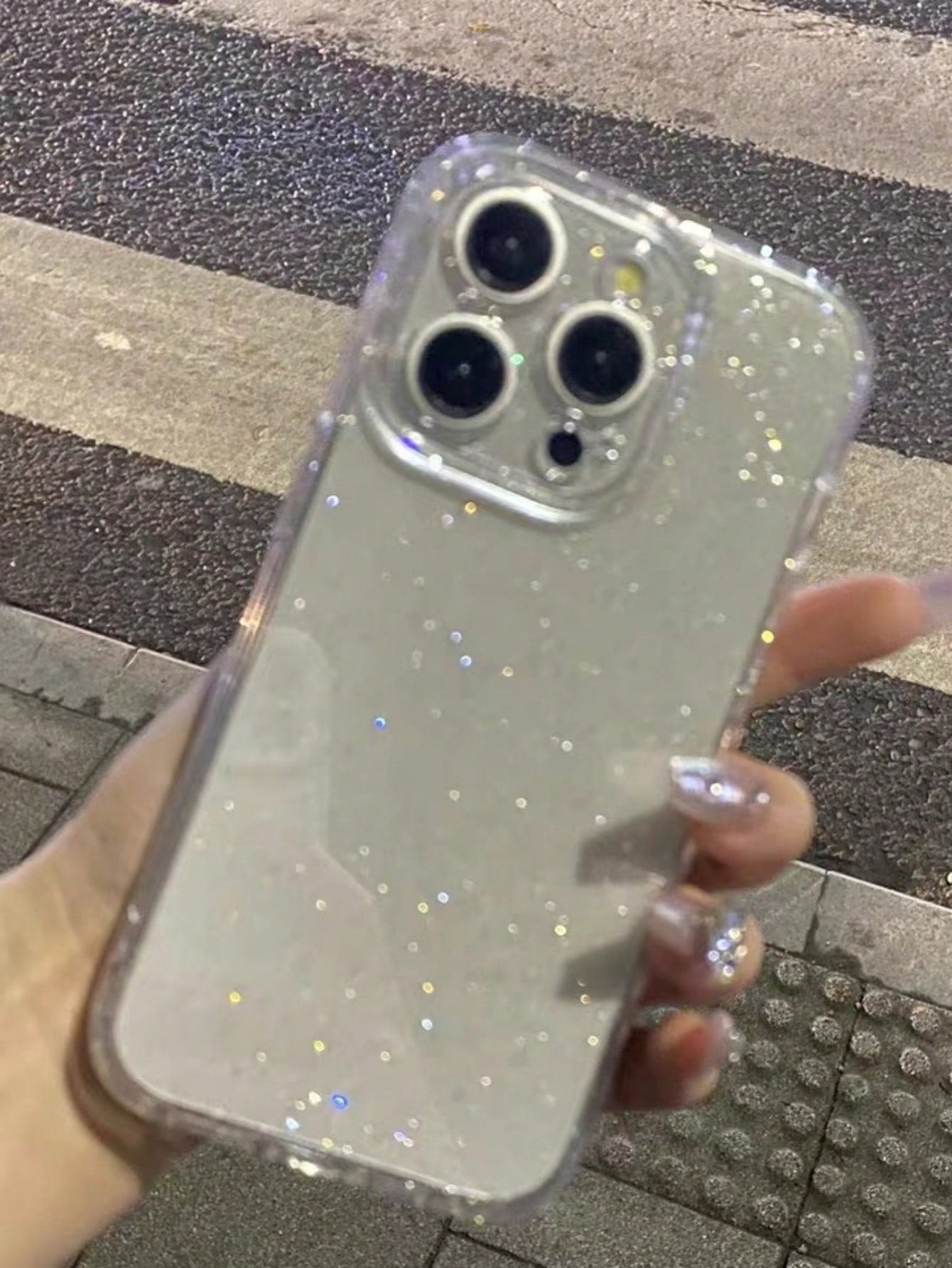 Rhinestone Sequins Shockproof 1PC Clear Case With 2.0mm Thick Glittering Starry Sky Pattern To Fit 11/12/13/14 Pro Max/Xs/Xr/7 Plus/8 Plus/8/Se2 Anti-Fall Scratch Resistant Birthday Gift Party, Aesthe