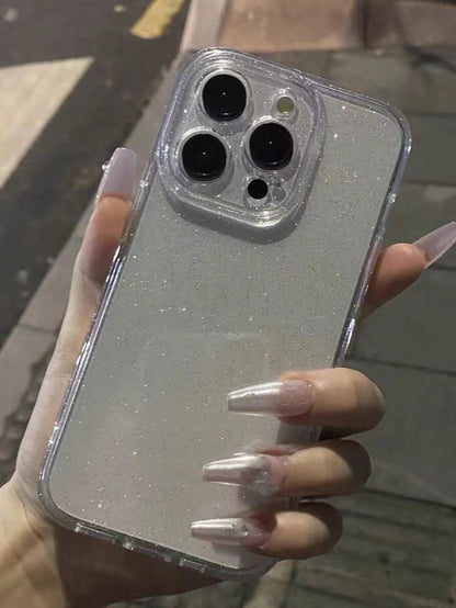 Rhinestone Sequins Shockproof 1PC Clear Case With 2.0mm Thick Glittering Starry Sky Pattern To Fit 11/12/13/14 Pro Max/Xs/Xr/7 Plus/8 Plus/8/Se2 Anti-Fall Scratch Resistant Birthday Gift Party, Aesthe