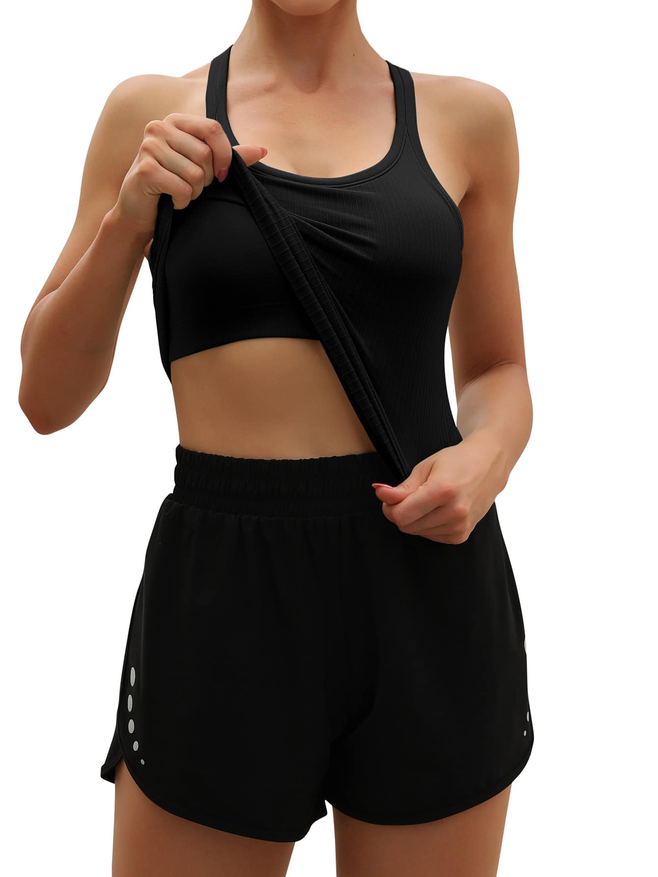 Ribbed Knit Sports Tank Top