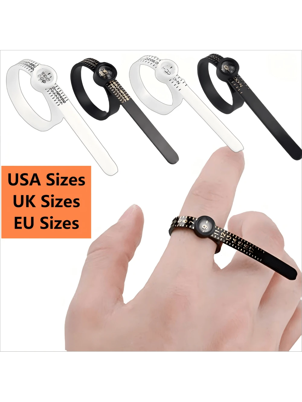 Ring Sizer Measuring Tool,Easy To Use Ring Sizer With Magnifying Glass- Accurate Finger Measuring Tool, USA Sizes,UK Sizes,EU Sizes, Compact & Portable For Perfect Ring Fit