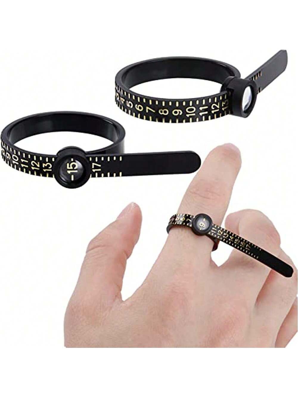 Ring Sizer Measuring Tool,Easy To Use Ring Sizer With Magnifying Glass- Accurate Finger Measuring Tool, USA Sizes,UK Sizes,EU Sizes, Compact & Portable For Perfect Ring Fit