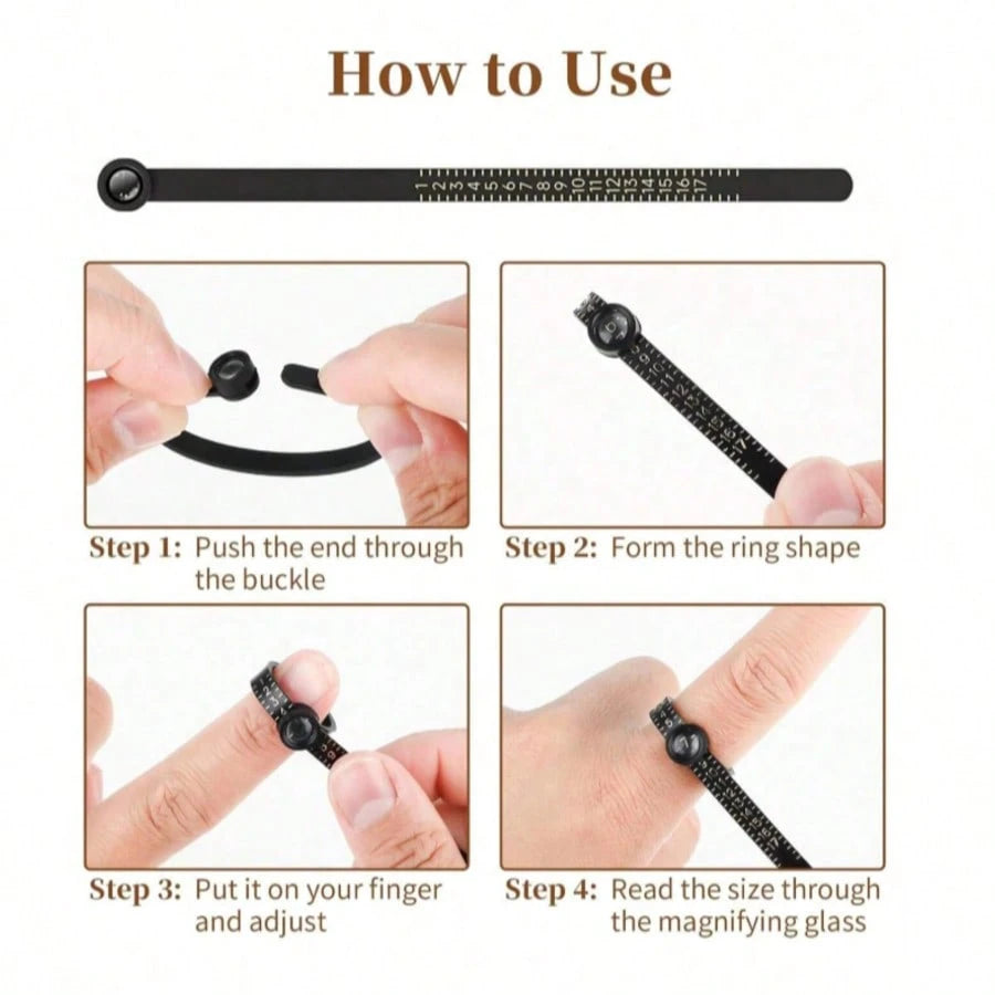 Ring Sizer Measuring Tool,Easy To Use Ring Sizer With Magnifying Glass- Accurate Finger Measuring Tool, USA Sizes,UK Sizes,EU Sizes, Compact & Portable For Perfect Ring Fit