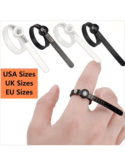 Ring Sizer Measuring Tool,Easy To Use Ring Sizer With Magnifying Glass- Accurate Finger Measuring Tool, USA Sizes,UK Sizes,EU Sizes, Compact & Portable For Perfect Ring Fit