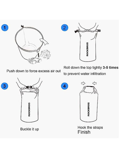 ROCKBROS Waterproof Dry Bag Heavy Durable Beach Backpack 2L 5L 10L 20L Floating Dry Sack For Boating Kayaking Camping Swimming Rafting Hiking Fishing