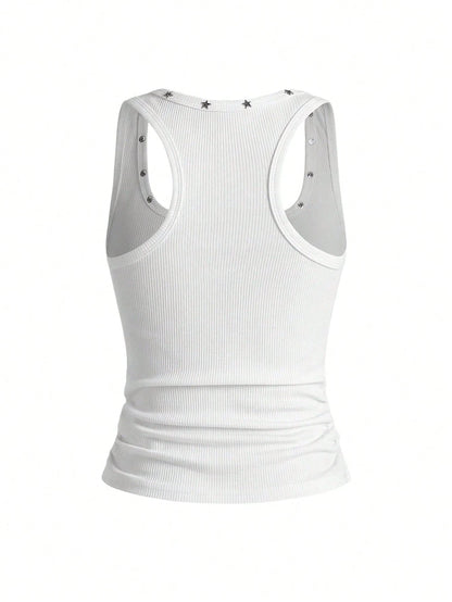 ROMWE Avant Women's Retro Baddie Unisex Streetwear Starry Sky & Rivet Print Tank Top