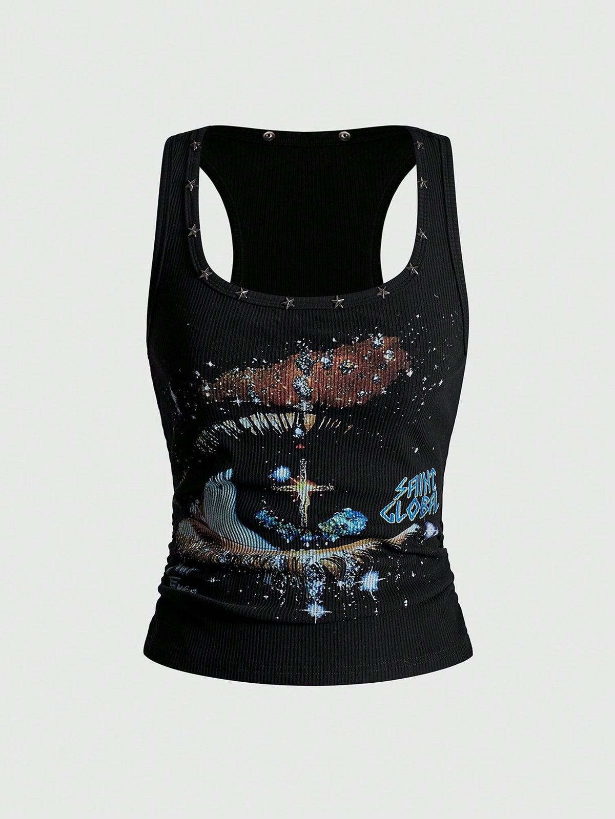 ROMWE Avant Women's Retro Baddie Unisex Streetwear Starry Sky & Rivet Print Tank Top
