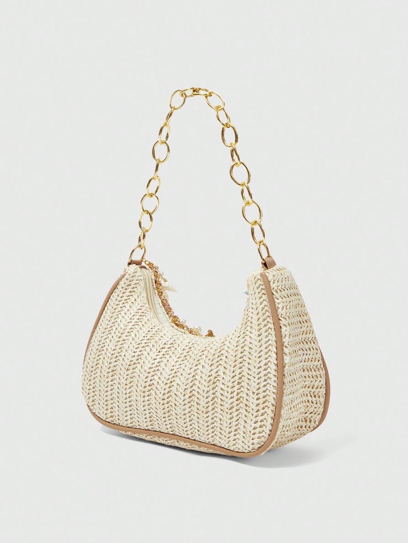 ROMWE Fairycore 1pc Summer Beach Starfish Series Shell & Seashell Woven Shoulder Hand Carry Bag