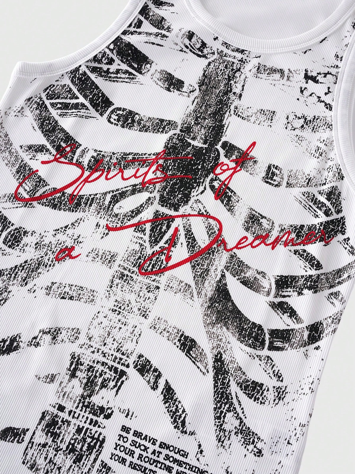 ROMWE MEN Goth Men's Round Neck Sleeveless Wide Strap Casual Fashion Printed Tank Top, Summer