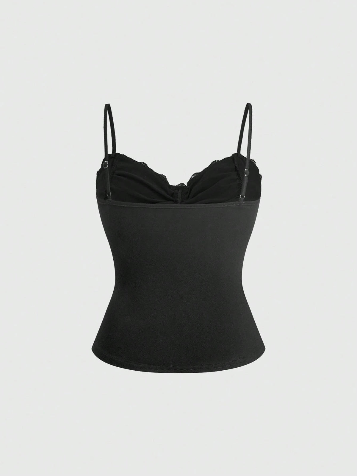 ROMWE Spring/Summer Carnival Party Casual Black Plus Size Gothic Cross Pendant Lace Splicing Ruched Camisole Camisole