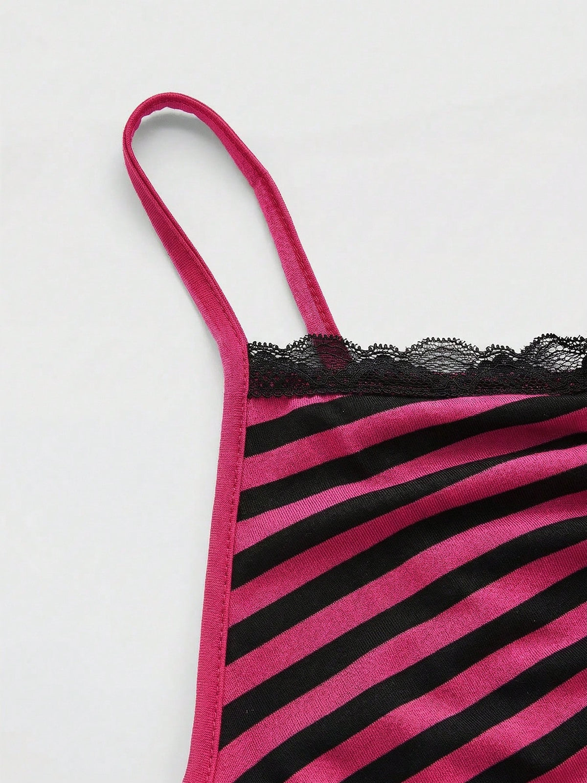 ROMWE Summer Casual Lace Trim Striped Camisole