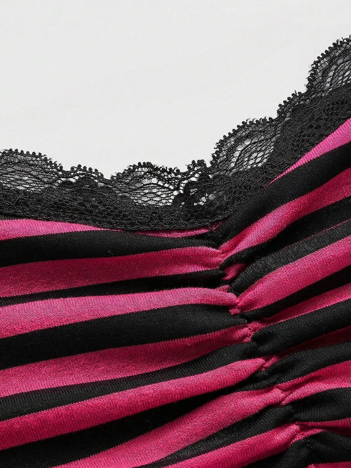 ROMWE Summer Casual Lace Trim Striped Camisole