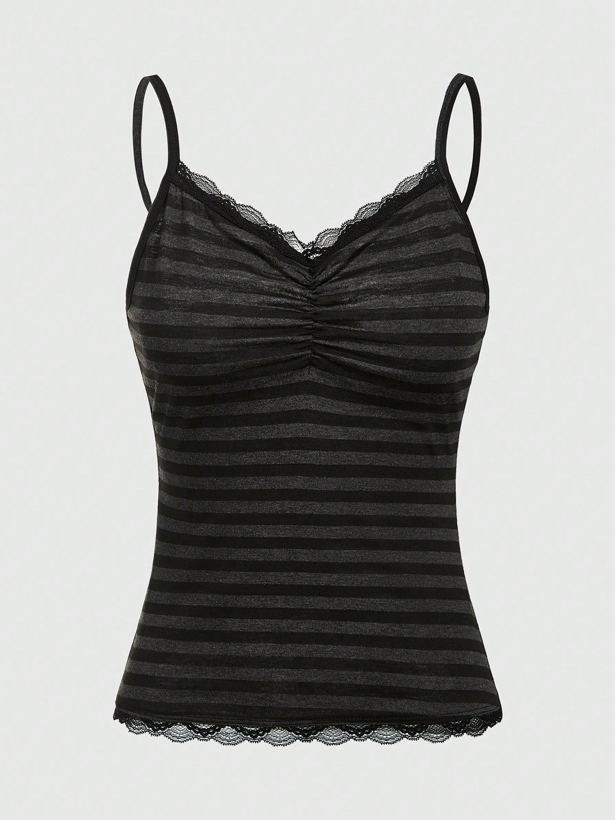 ROMWE Summer Casual Lace Trim Striped Camisole