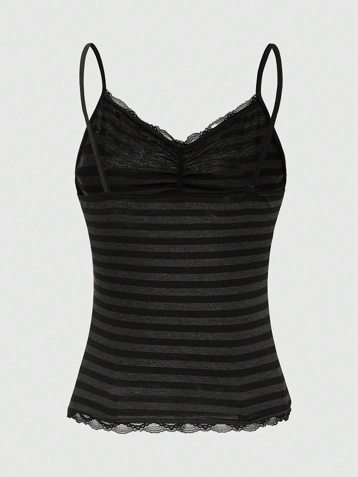 ROMWE Summer Casual Lace Trim Striped Camisole