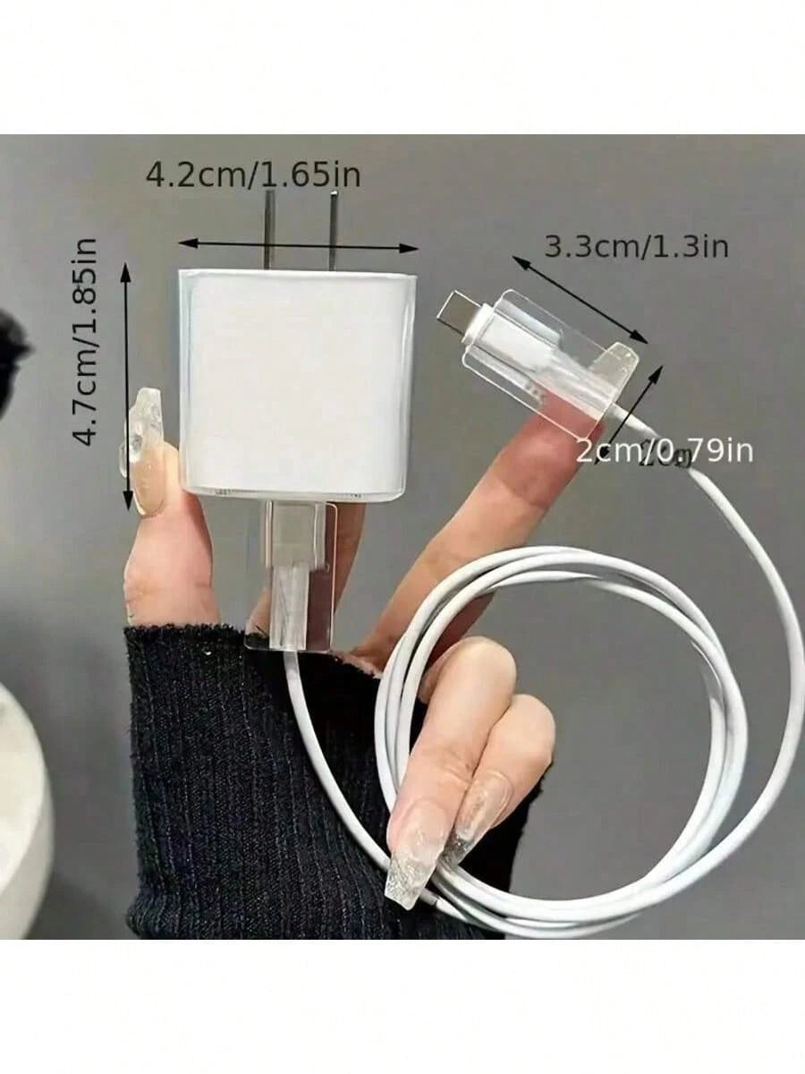 Rose Red Bow & White Pearl Flower Design Charging Cable Protector Set 20W/18W, Cable Protector Rope, Protective Shell, Compatible With Apple For IPhone, Great Gift Choice