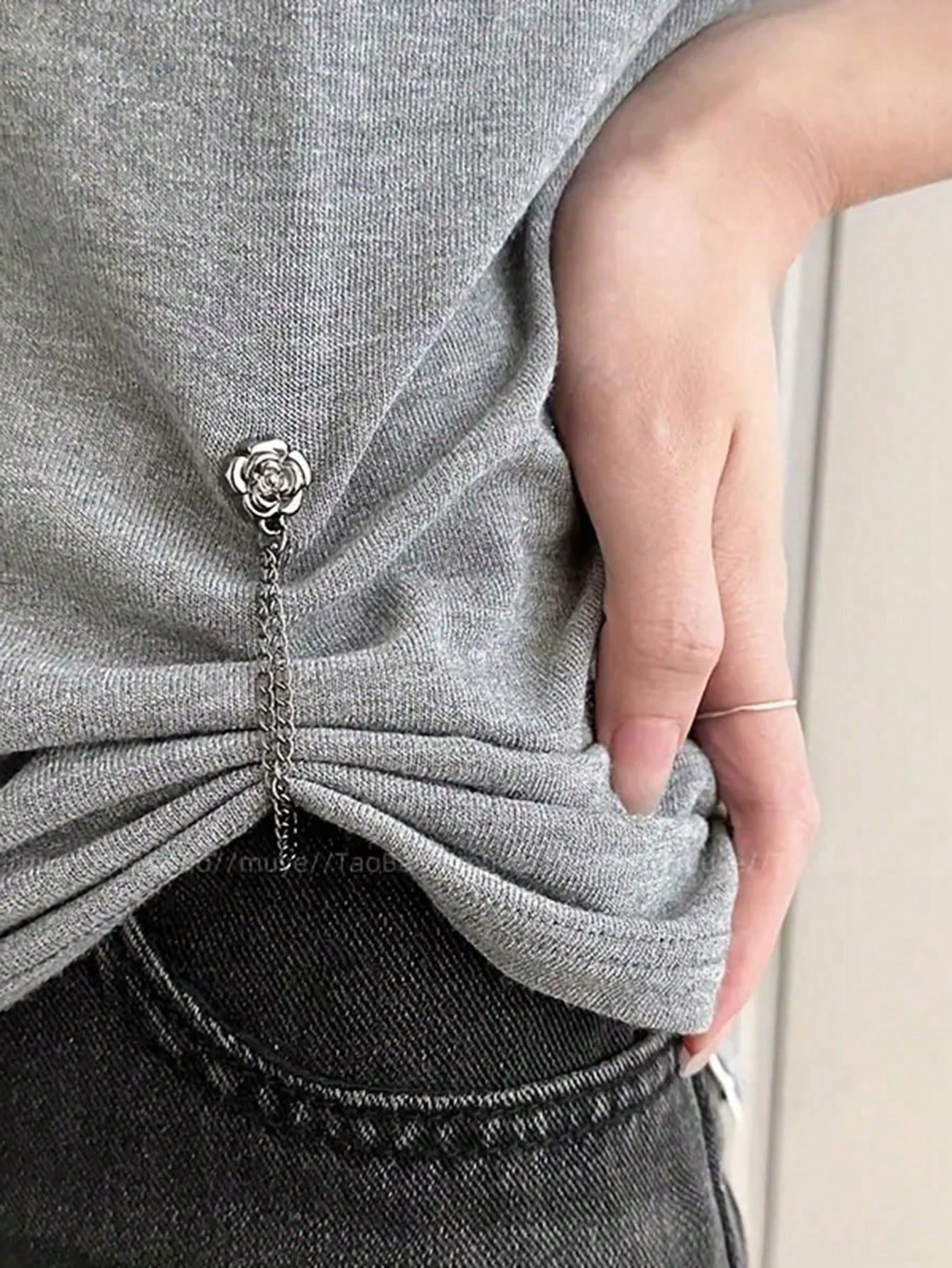 Rose-Shaped Pants Leg Shortener Clips, Hidden Button Design Prevents Pants Dragging, Waterproof, Portable, Durable, Suitable For Jeans And Casual Pants