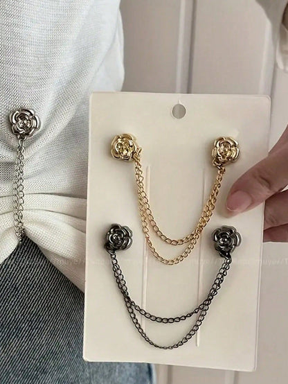 Rose-Shaped Pants Leg Shortener Clips, Hidden Button Design Prevents Pants Dragging, Waterproof, Portable, Durable, Suitable For Jeans And Casual Pants