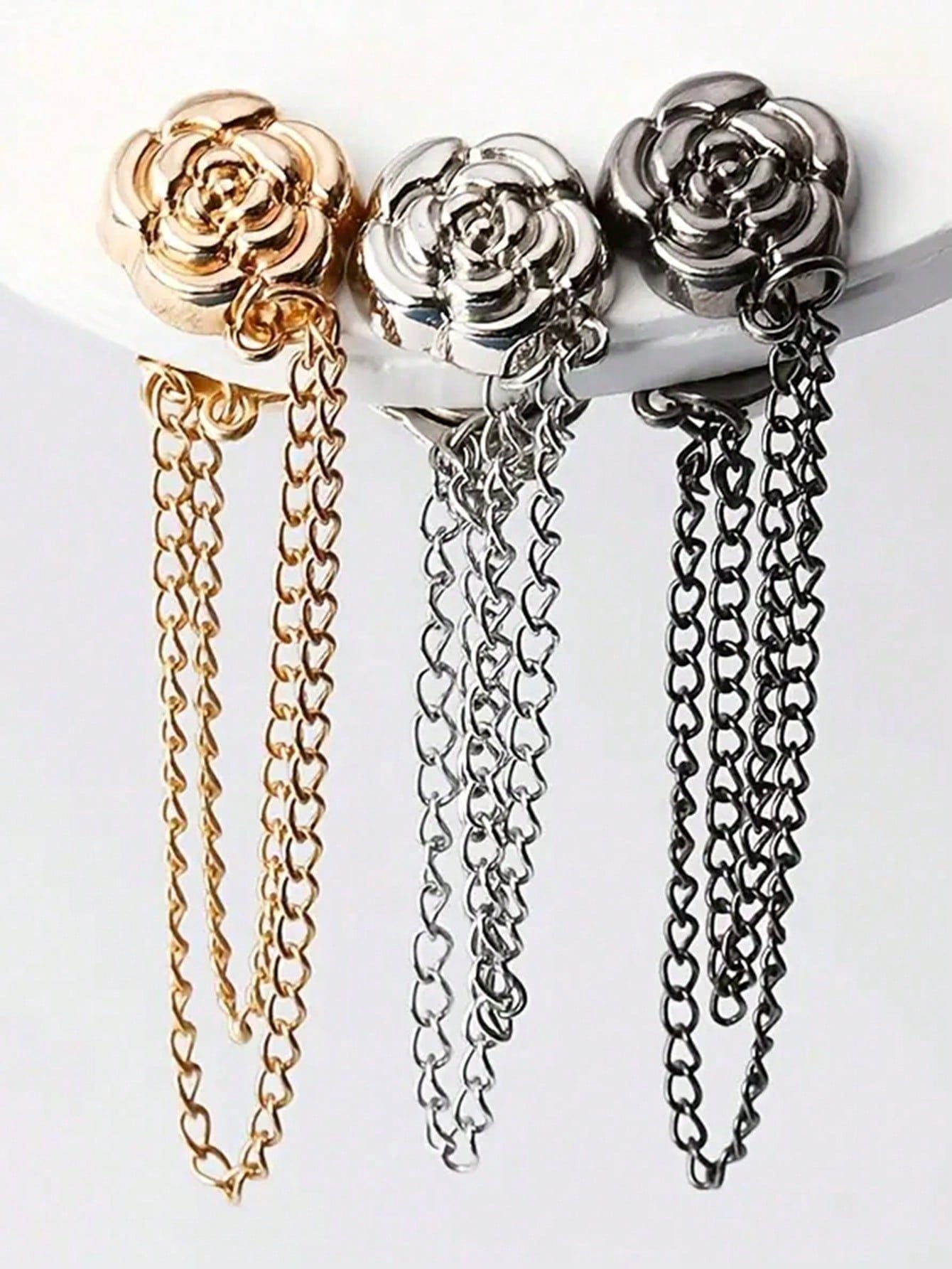 Rose-Shaped Pants Leg Shortener Clips, Hidden Button Design Prevents Pants Dragging, Waterproof, Portable, Durable, Suitable For Jeans And Casual Pants
