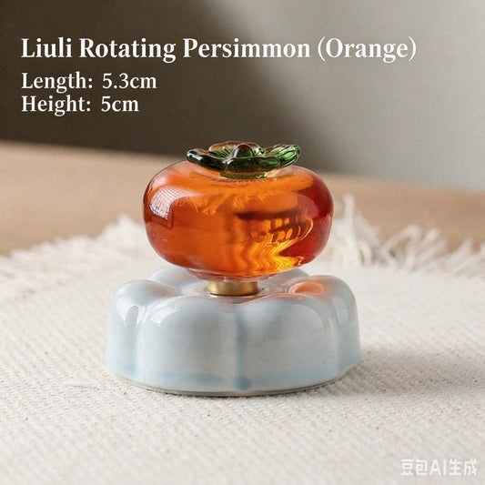 Rotating Glass Ingot Car Ornament- Feng Shui Wealth Symbol Figurine Ceramic Base Auto Dashboard Decor Business
