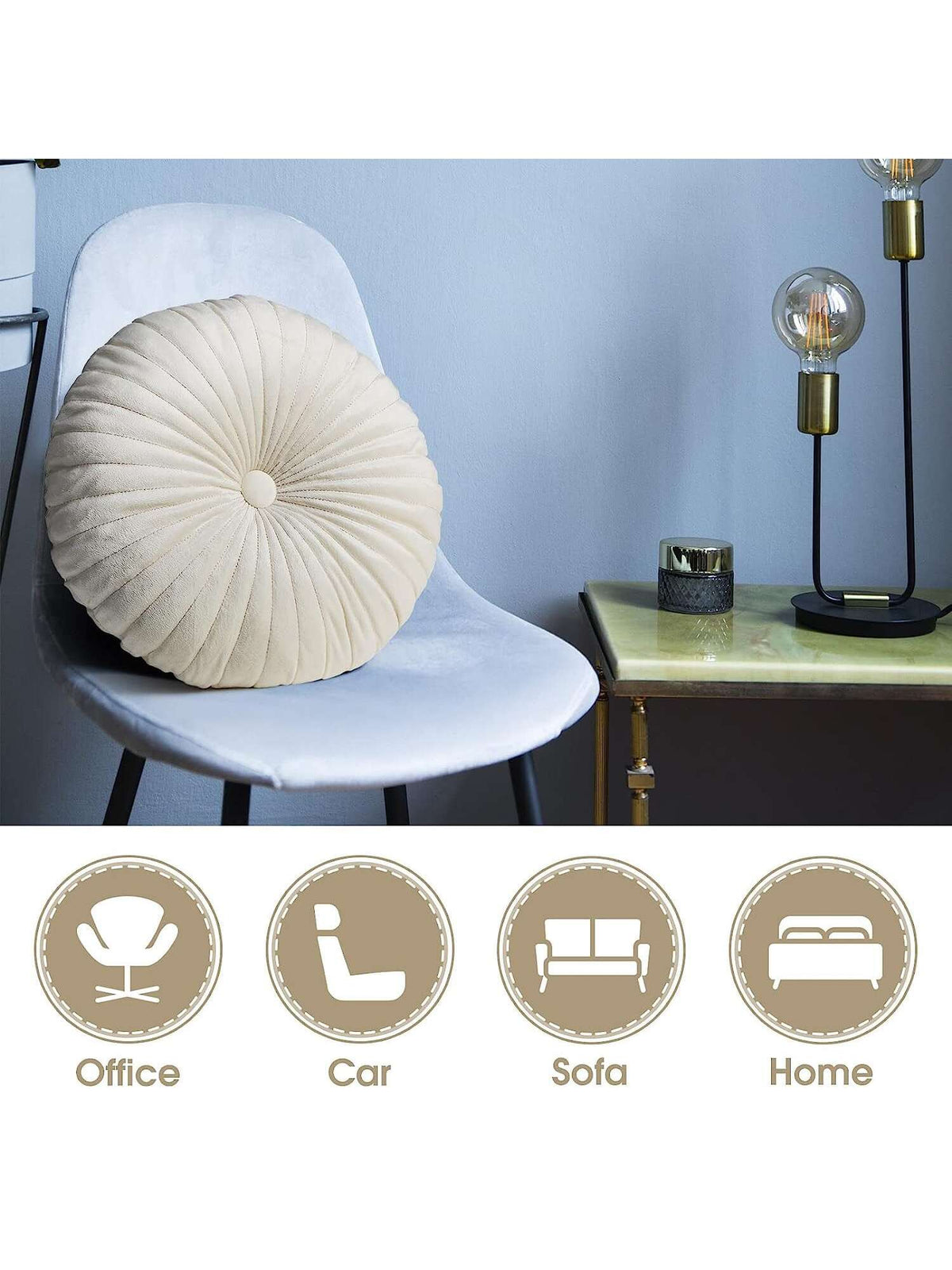 Round Seat Cushion Pumpkin Pattern Throw Pillow Solid Color