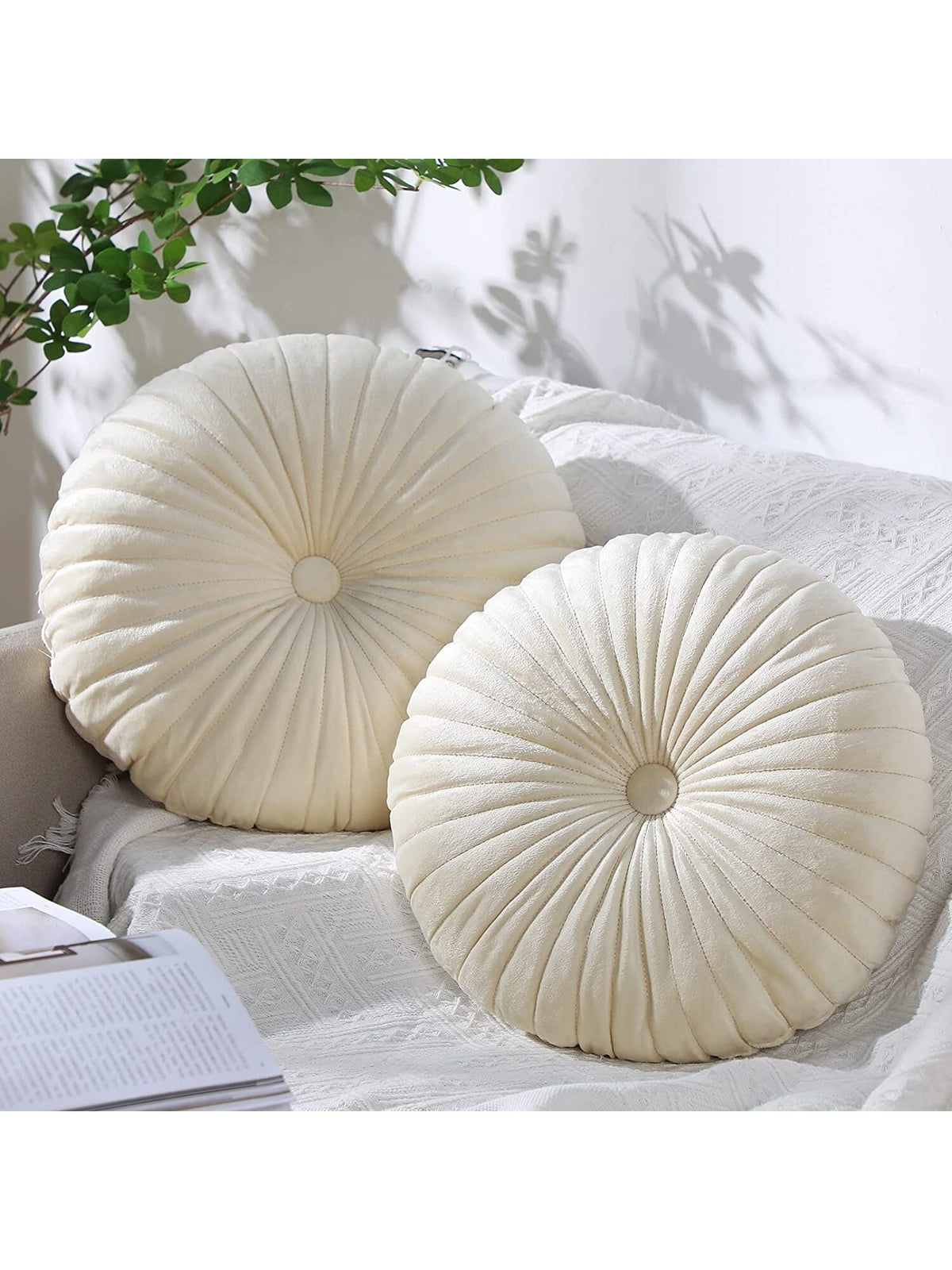 Round Seat Cushion Pumpkin Pattern Throw Pillow Solid Color