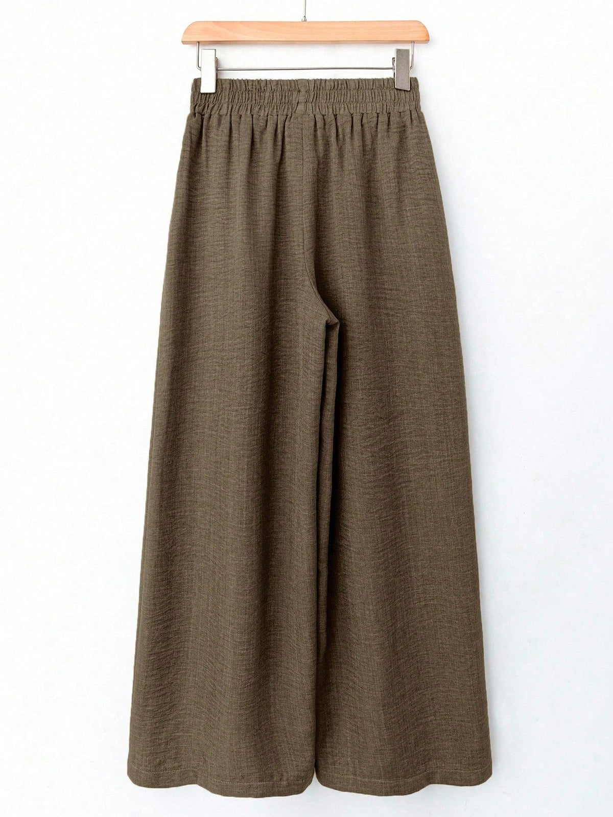 Rusticease Women Casual Solid Color Elastic Waist Wide Leg Pants, Versatile Brown Pants Linen Pants Brown Linen Pants Wide Leg Linen Pants Earthy Pants