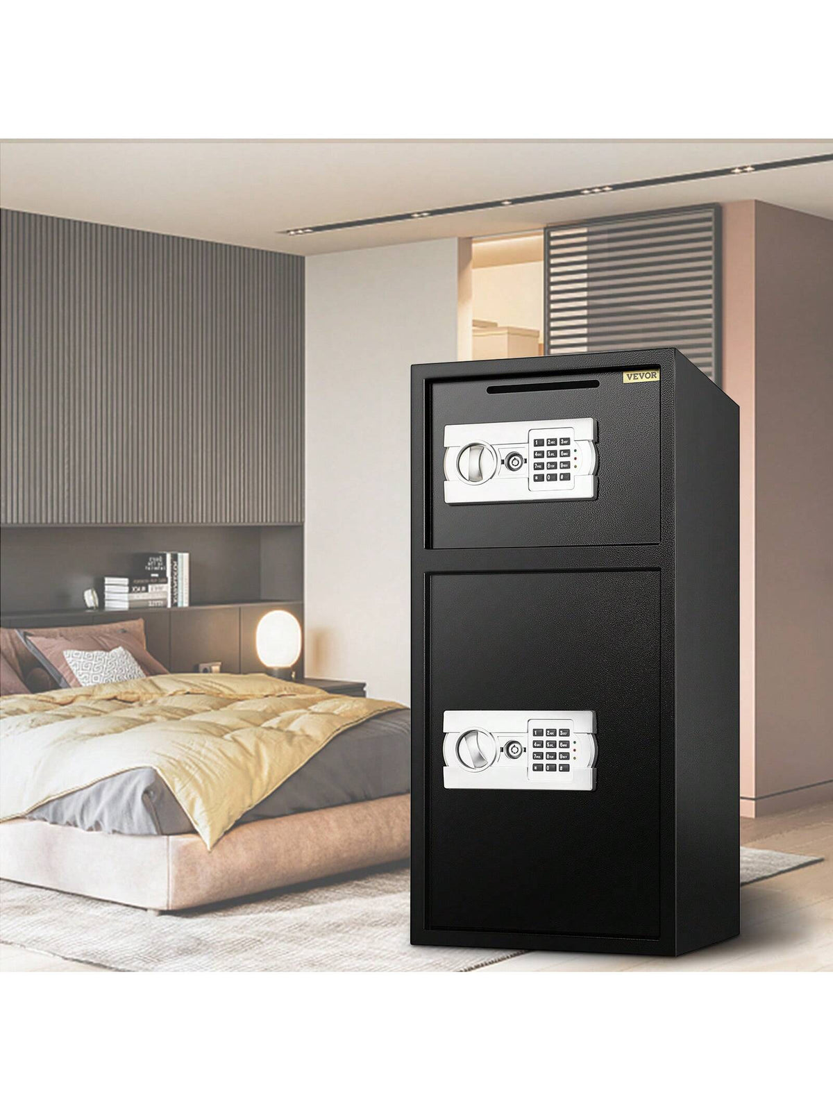 Safe, Home Safe, Steel Security Fingerprint Safe Safe With Digital Keypad And 2 Keys, Large Fireproof Pocket&Q235 Steel&Wall-Mounted Cabinet