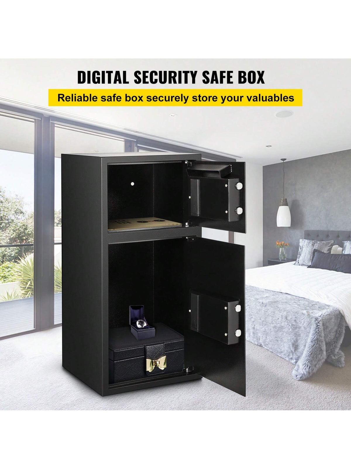 Safe, Home Safe, Steel Security Fingerprint Safe Safe With Digital Keypad And 2 Keys, Large Fireproof Pocket&Q235 Steel&Wall-Mounted Cabinet
