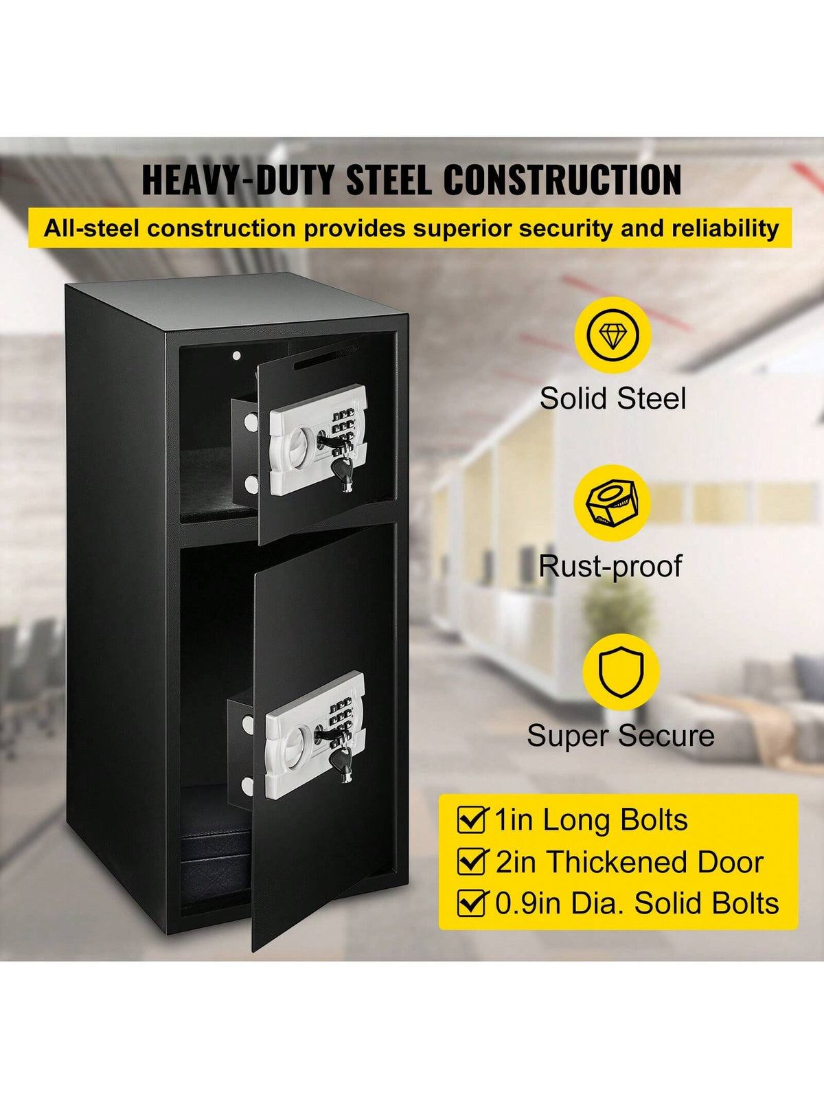 Safe, Home Safe, Steel Security Fingerprint Safe Safe With Digital Keypad And 2 Keys, Large Fireproof Pocket&Q235 Steel&Wall-Mounted Cabinet