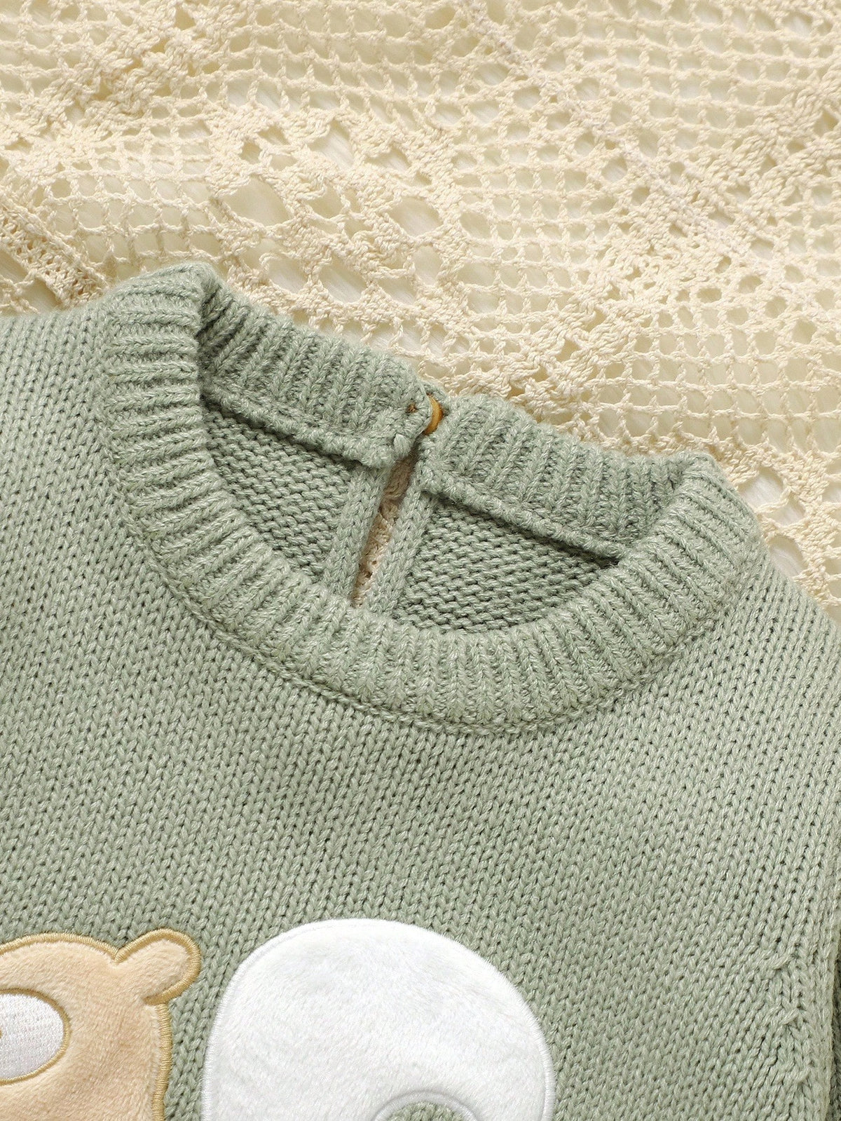 Sage Green,Autumn,Cute,Family Matching Infant&Toddler Squirrel Embroidery Knitted Romper,Round Neck Long Sleeve Neutral Woodland Baby Clothes Jumpsuit