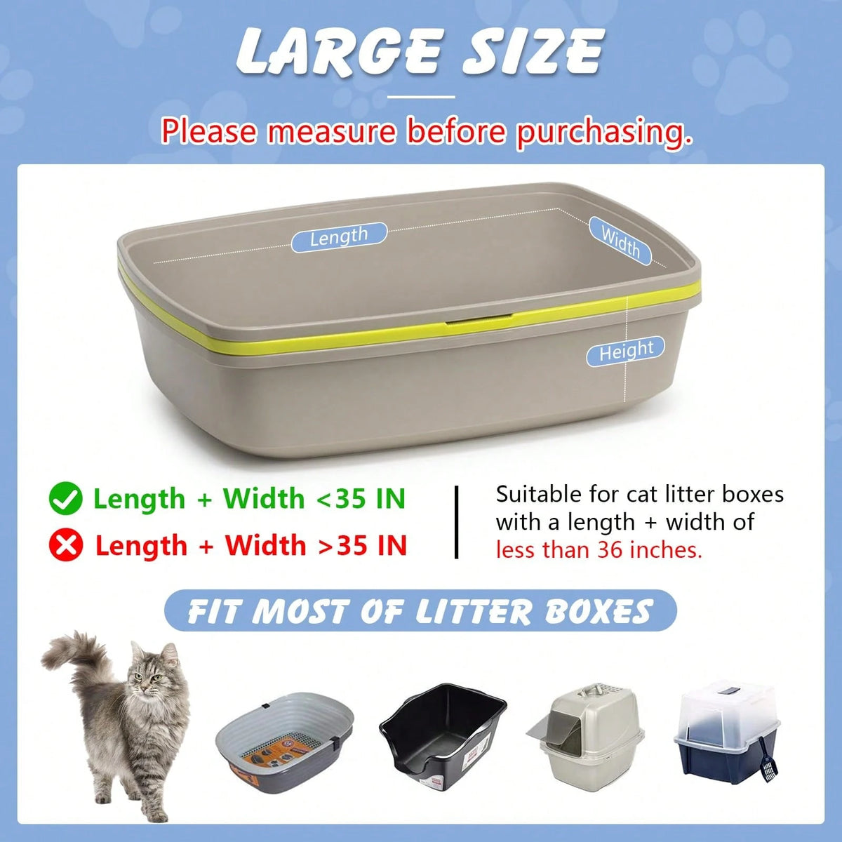 SANNAX Cat Litter Box Liners, Heavy Duty Cat Litter Bags, 30 Count Extra-Thick 3MIL Drawstring Cat Litter Box Bags, Jumbo 36'' X 19'' Cat Litter Box Liners- Tear & Leak Resistant- Pet Supplies(3 Rol