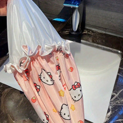 SANRIO 1pc/2pcs Double Layer Shower Cap- PVC Material, Cute Print Design, Suitable For Bathroom, Kitchen And Travel, Perfect Gift Hair Accessory For Birthday, Party, Christmas