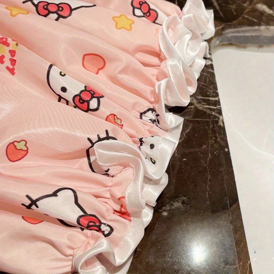 SANRIO 1pc/2pcs Double Layer Shower Cap- PVC Material, Cute Print Design, Suitable For Bathroom, Kitchen And Travel, Perfect Gift Hair Accessory For Birthday, Party, Christmas