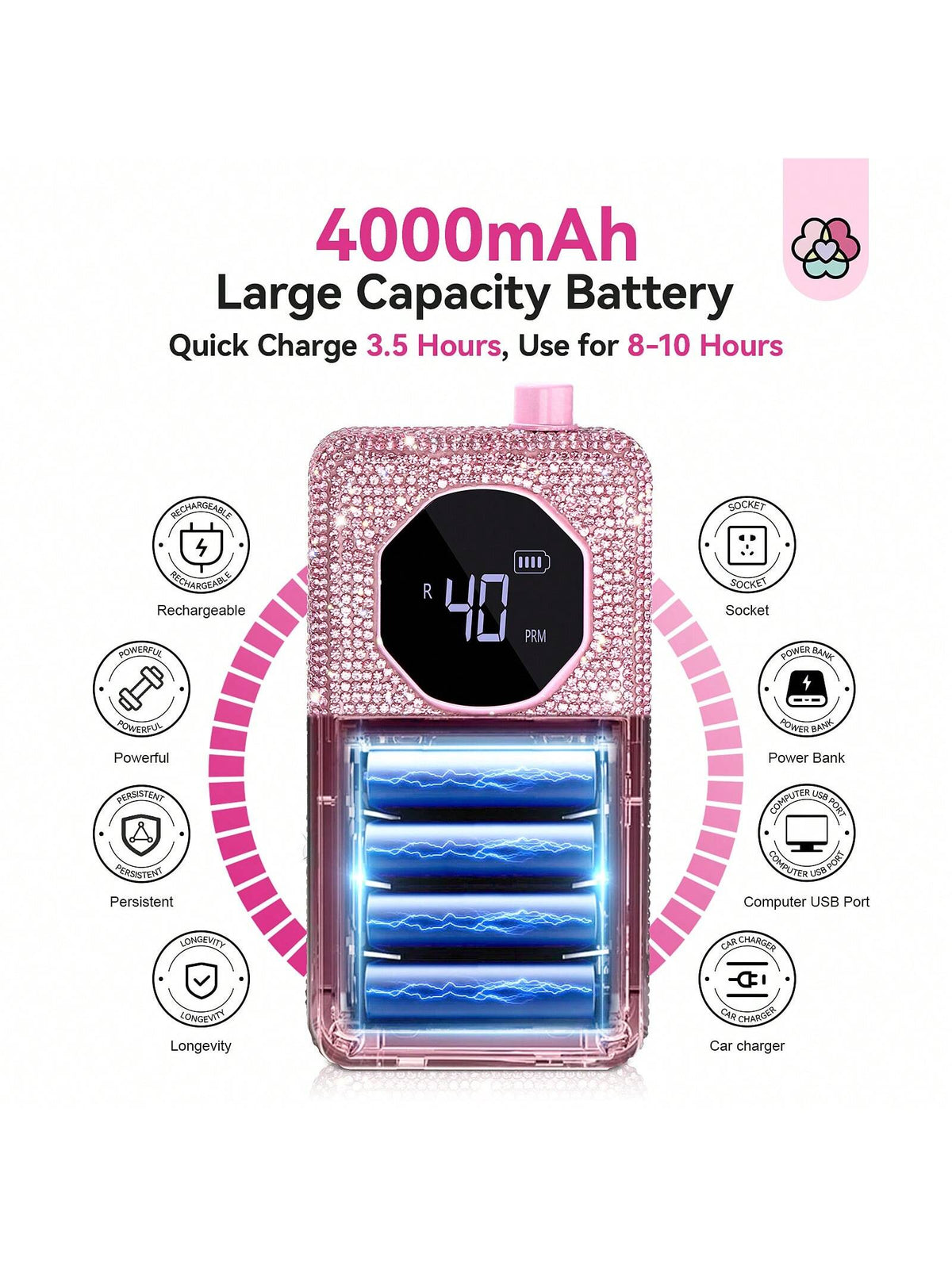 SAVILAND Professional Nail Drill 40000 RPM: Portable Diamond Nail Drill Kit Rechargeable 4000 MAh Electric Nail File For Thick Acrylic Nails With Ceramic Nail Drill Bits Sanding Bands Nail Tech Salon